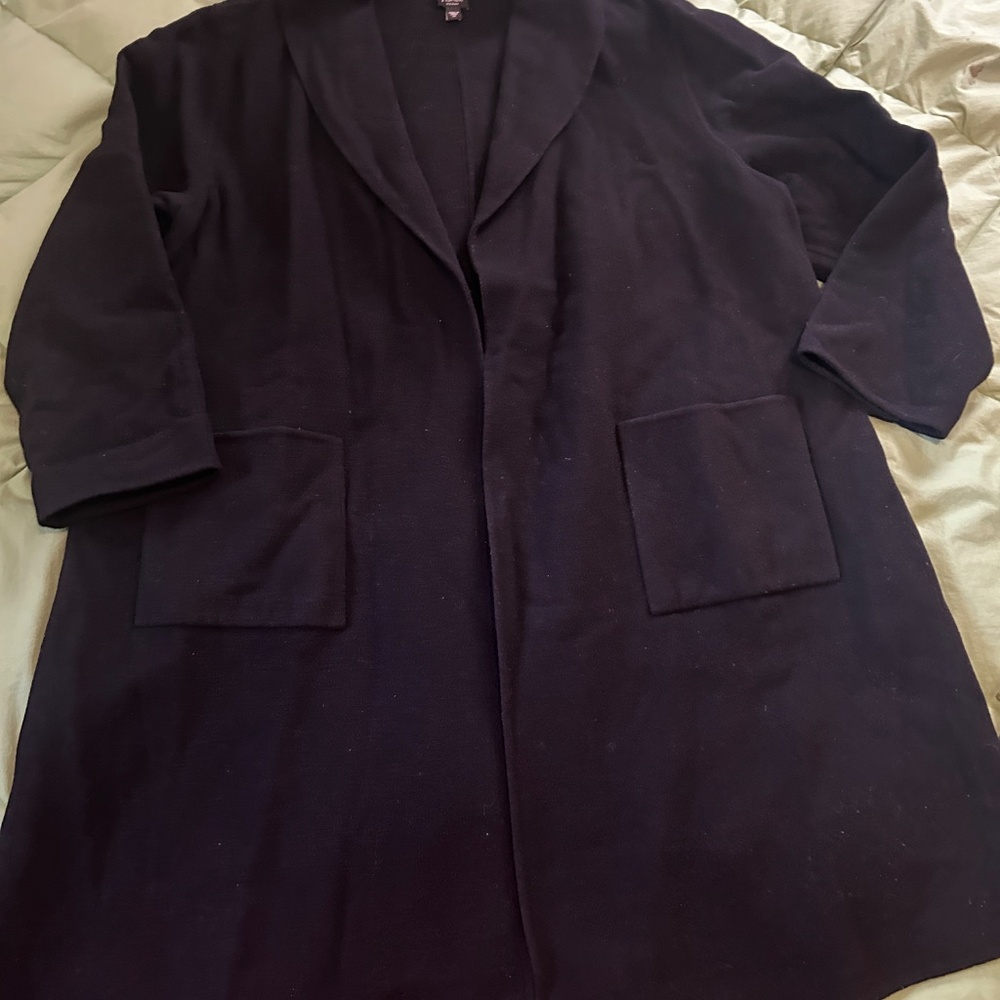 EILEEN FISHER Long open front Coat, Shawl Collar, wool/Cashmere + - Picture 3 of 14